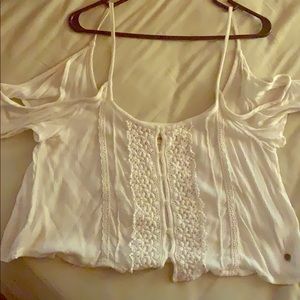 Boho white Hollister top off the shoulder